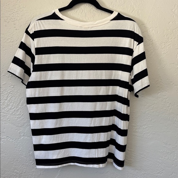 H&M women’s 100% cotton Black and White Striped Short Sleeve Tee XL - Picture 7 of 7